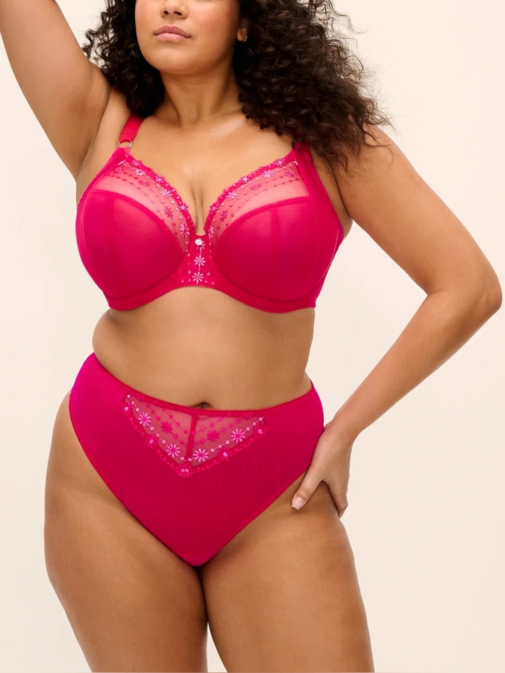 Elomi Neon Pink Matilda Underwire Plunge Bra EL8900NEP Size 38G EUC